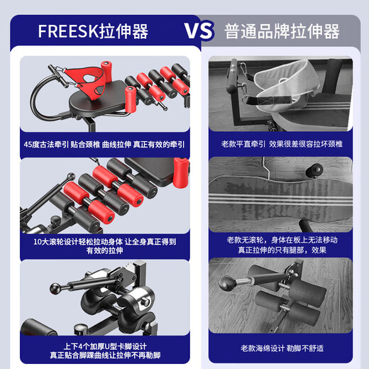 颈椎腰椎拉伸器脊柱牵引神器医家用增高长高健身腿倒立机舒缓床 标准版(滚轮设计+4个U型卡脚)