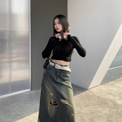 COSMICKISS belt women subculture diamond belt punk y2k hot girl millennium rhinestone versatile women's decorative jeans belt diamond white - one size