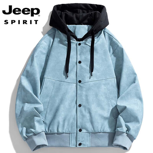 JEEP SPIRIT Jeep Chaqueta de gamuza para hombre Primavera Otoño Invierno 2025 Nueva chaqueta de trabajo informal de cuero 8931 Azul L
