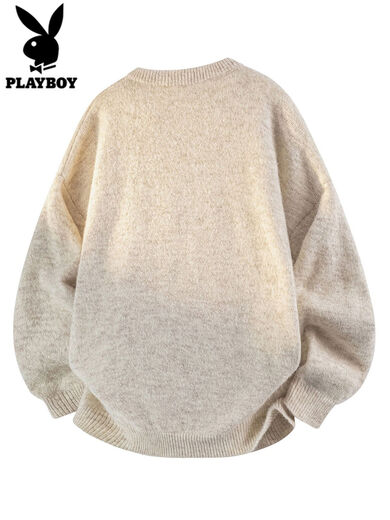 Playboy Henry Collar Sweater Men's Cardigan Sweater Autumn and Winter New Style Thickened Bottoming Sweater Men 0051 Oatmeal Gray S S