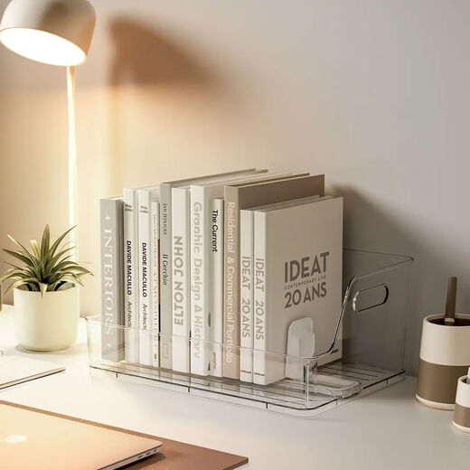 Прозрачная книжная полка с защитой от опрокидывания книг, настольная книжная полка, выдвижная настольная коробка для хранения, стеллаж для хранения студенческих учебников, прозрачная книжная полка с защитой от опрокидывания книг