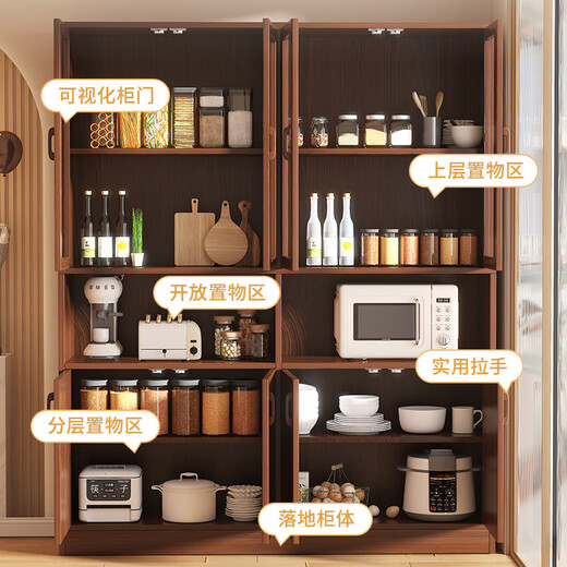 The middle shopkeeper wine cabinet living room wall-mounted integrated cabinet home meal preparation cabinet solid wood color tea cabinet entrance display cabinet partition cabinet 8 doors 2 drawers thickened and reinforced pastoral color 120x30x174c