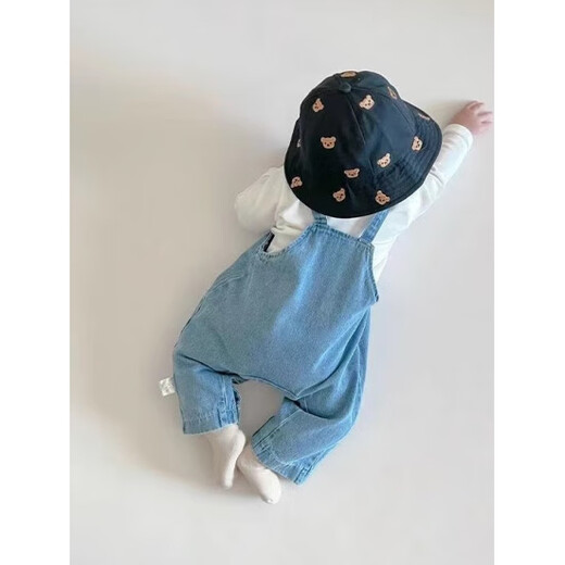 Babotu baby clothing for men and women spring baby one-piece suit autumn 0-3-6 months newborn overalls two-piece set blue bear overalls suit 73 cm_recommended 63-70 cm