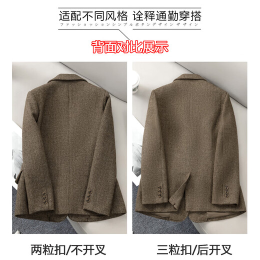 Chenfu woolen suit jacket for women in autumn and winter, small, fashionable, casual, retro temperament, high-end, thickened wool suit, two-button green suit XL, recommended 110-120 Jin Jin equals 0.5 kg