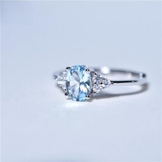 Moyun Aquamarine Egg-shaped Ring for Women Platinum Blue Topaz Oval Ring Sterling Silver Diamond Fashion Couple Gift Trend Zircon Sterling Silver Ring