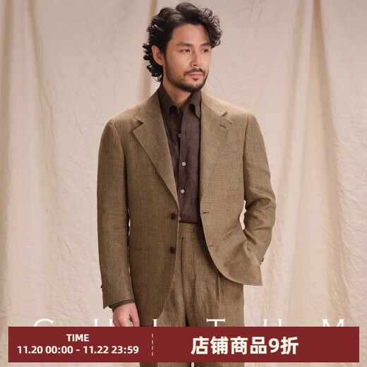 CULTUM French long linen prince check CULTUM Italian Naples suit old money style linen suit suit for men Mika prince check single suit 195B /58B