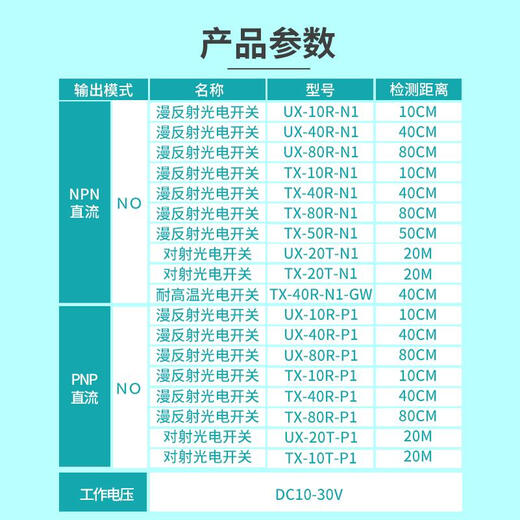High temperature resistant diffuse reflection photoelectric switch UX-50R-N1 through-beam sensor NPN three-wire normally open TX-40R-P1 Imported laser through-beam DR-1000N (NPN normally open) pair of 20