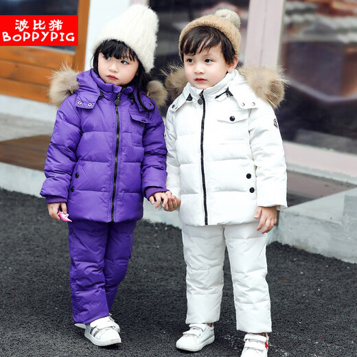 Nanny Goose children's clothing set 1-5 years old baby infant hooded overalls set two-piece winter clothing for boys and girls black 90 cm