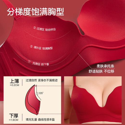 SecretWorld Secretworld red underwear for women with small breasts gathered in the Year of the Snake and the year of the zodiac for the wedding bride underwear and bra set, lucky 3-piece gift box set, underwear + underwear + socks L