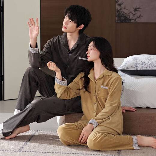Victoria style pajamas wedding newlyweds couple set red island velvet autumn and winter men's and women's zodiac year couple's pajamas winter MZD male 2663 female 1663 M female + male L