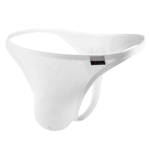 Men's low-waisted thong sexy underwear ice silk briefs single thong fat bear plus size T pants quick-drying and traceless white S recommended 5060 kg