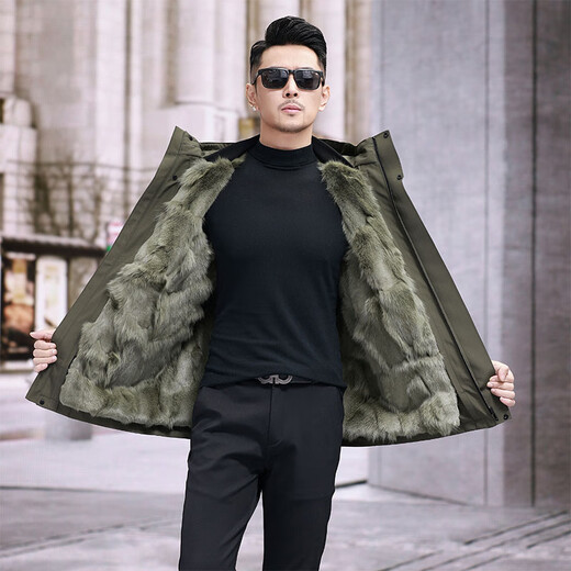 Western Camel (VANCAMEL) Haining Paike Men's Winter 2025 New Mink Liner Detachable Fox Fur Integrated Fur Jacket Vertical Pocket Black + Fox Fur Liner 2XL (135-150Jin Jin is equal to 0.5 kg)