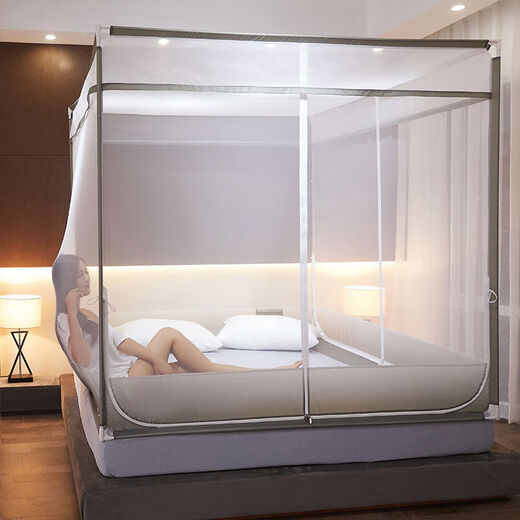 Yusenyi mosquito net anti-fall zippered yurt 18m bed encrypted back-bottom fitted sheet household bracket fixed soft blue anti-fall fitted sheet bracket 1:22 bed