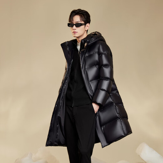 Flying in the Snow Obsidian Goose Down Cheng Yi recommends the new H version thickened hooded goose down jacket down jacket