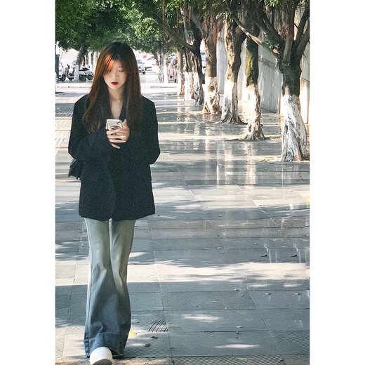 GARNUO black small suit jacket for women 2025 early spring and autumn new style small high-end street-friendly loose casual suit black suit S 101-110Jin Jin equals 0.5 kg