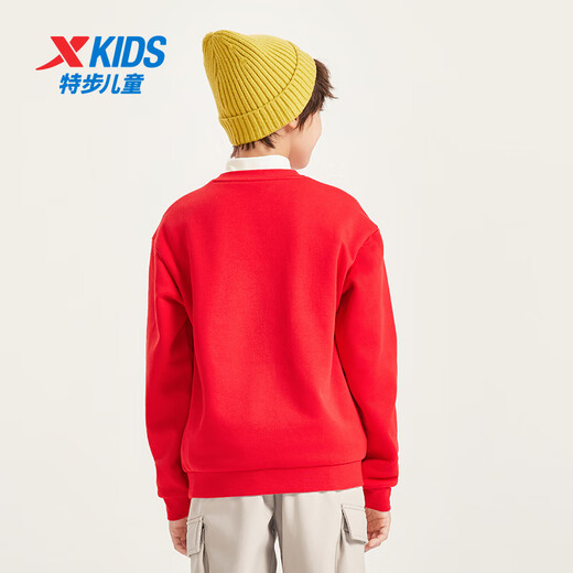 Xtep Children's Wear Children's Big Red Sweater New Year's Round Neck English Printed Bottoming Fashion Top Diamond Red 165