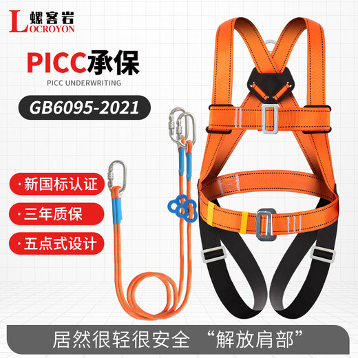 Luokeyan five-point safety belt, high-altitude working safety rope, full-body anti-fall national standard, double small hook 5 meters, Beijing warehouse flash delivery