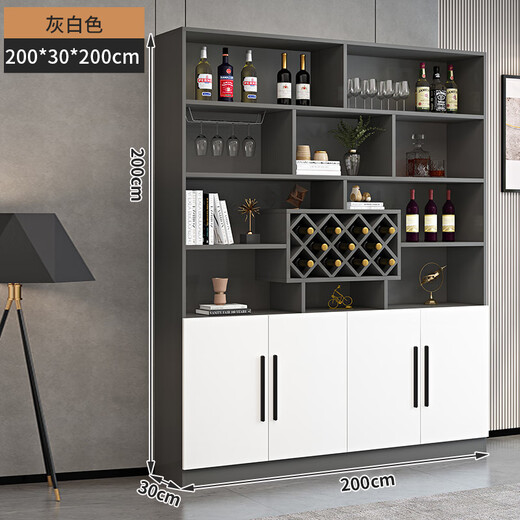 Yusenyi wine cabinet against the wall living room home red wine storage cabinet modern simple wine cabinet sideboard integrated entrance cabinet customization 200*200*30 modern door 4 doors gray white double door