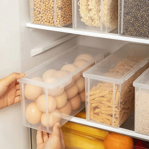 HKML Japan imported egg storage box refrigerator side door organization artifact kitchen egg box crisper food grade long egg box 3 pieces can also be used to hold noodles and grains