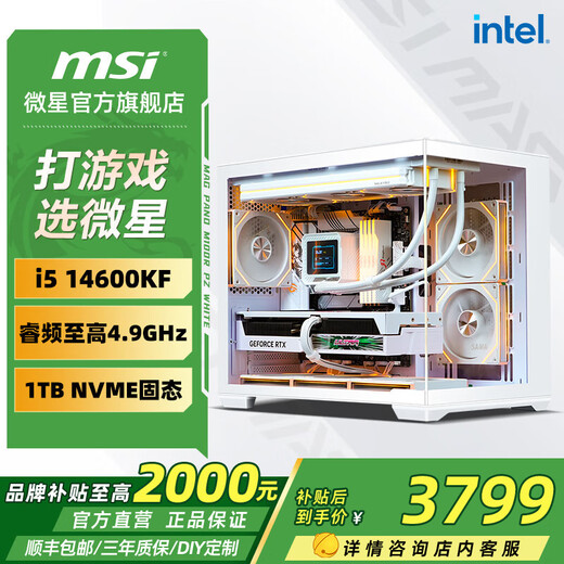 MSI Family Bucket i5 14600KF/MSI RTX5060/5070 Graphics Card Live E-Sports Game Delta Wukong Desktop Assembly Computer Host Complete Machine DIY Assembly Machine i5 14600KF High-Registration System Host丨Configuration 1