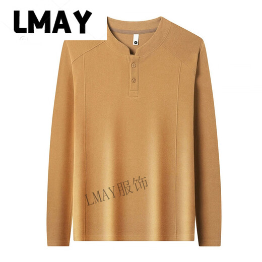 LMAY Daolai men's Wansu fashion sweatshirt new light luxury double-sided German velvet bottoming shirt men's Henry collar long-sleeved T-shirt gray M 90-110Jin Jin equals 0.5 kg