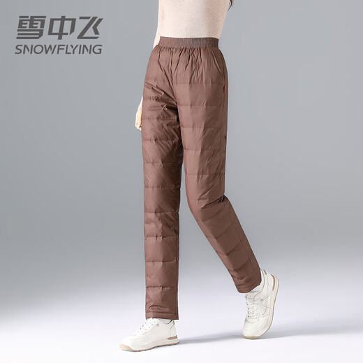 Snow Flying (SNOWFLYING) Down Pants Women's Inner Wear 2025 Winter New Fashion Liner Casual Versatile Young Thickened Warm Long Pants Black M 165/68A 100-110Jin Jin equals 0.5 kg