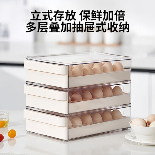 Home KATEI STORY Japanese drawer-type egg storage box for refrigerator, special food-grade kitchen egg box rack holder for organization and preservation, single layer (can store 24 eggs)