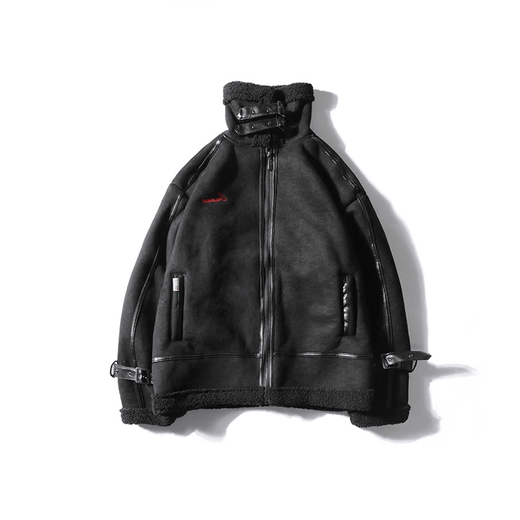 Playboy (PLAYBOY) fur integrated lamb wool men's winter wear trendy brand suede jacket thickened chic retro couple motorcycle cotton jacket gray 3XL recommended 160-180Jin Jin equals 0.5 kg