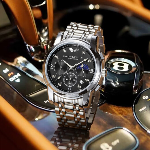 BINKADA Armani Black Warrior Watch Men's Mechanical Texture Fully Automatic Brand Top Ten Famous Watches 2025 New Birthday Gift