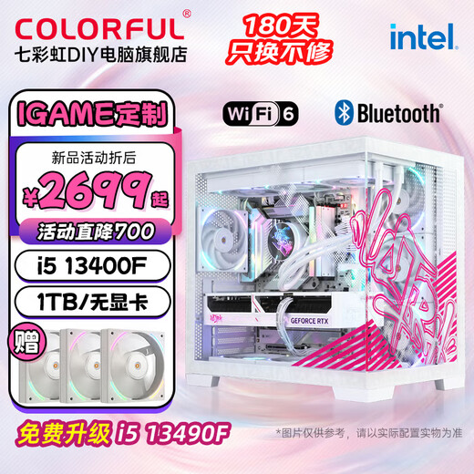 Colorful iGame sea view room customized computer host i5 12490F/14600KF RTX5060Ti desktop game computer AI design DIY assembly machine with five 13400F丨512G丨No graphics card丨16GB memory