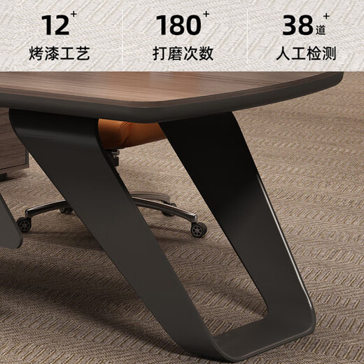 New boss table with light luxury, lacquered executive desk, simple and modern president desk, office desk, manager table 1.8m boss table + side cabinet
