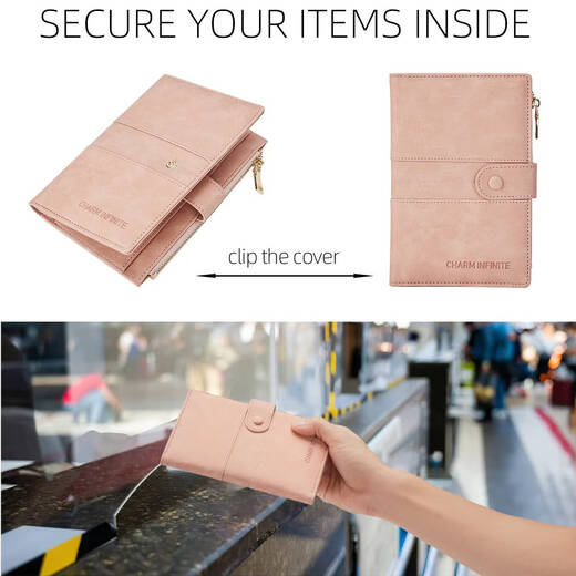 防盗刷钱包一体护照夹证件收纳机票保护套出国多功能旅行护照包 粉红色【防盗刷】