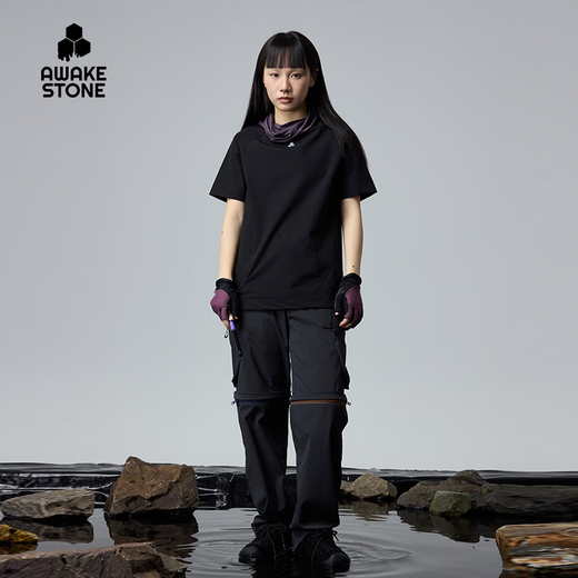 Xingshi fishing clothing summer men and women spring and summer casual short-sleeved round neck T-shirt quick-drying clothing breathable fishing road suit black 2XL