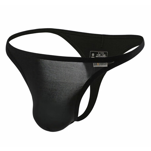 Men's low-waisted thong sexy underwear ice silk briefs single thong fat bear plus size T pants quick-drying and traceless white S recommended 5060 kg