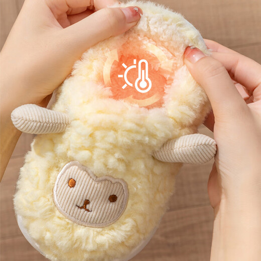 Dahui Children's Cotton Slippers Winter Girls 2025 New Heel Pack Indoor Home Furnishing Girls Baby Wool Cotton Slippers Boys Lamb Slippers - Yellow Pack Heel - (28/29 Code)