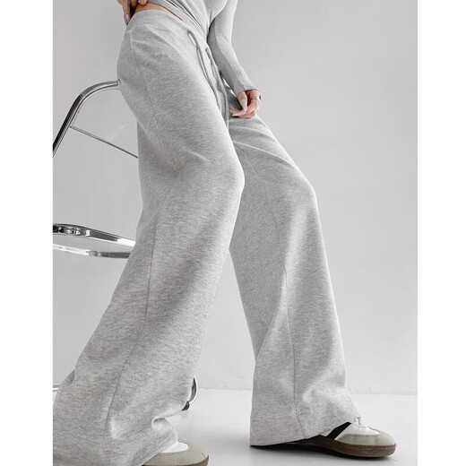 Spring and summer loose and soft fitness pants for women running sports Pilates training quick-drying pants low-waist outer wear yoga pants dark gray (regular style) S