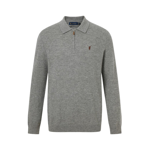 POLOWALK 5A Antibacterial Anti-mite Men's Wool Sweater 2025 Winter New Arrival 100% Sheep Wool Top Floral Gray M 170/M