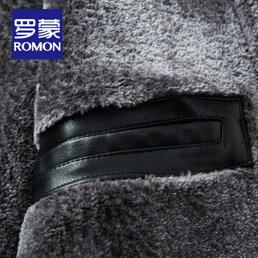 ROMON velvet thickened leather jacket for men in autumn and winter, business casual, middle-aged and elderly dad's all-in-one velvet jacket, windproof and warm jacket, velvet black M /170 (recommended 90-115Jin Jin equals 0.5kg)