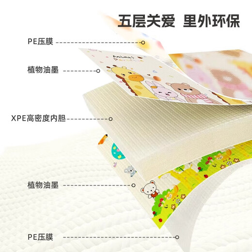 可折叠xpe宝宝爬行垫儿童泡沫地垫家用客厅婴儿爬爬垫无毒无甲醛 【180x200cm】1cm厚度 【升级套餐】带手提袋