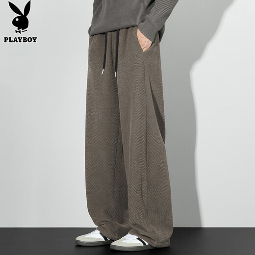 Playboy (PLAYBOY) pants men's straight casual pants men's autumn and winter loose American sports trousers wide-leg scimitar sweatpants
