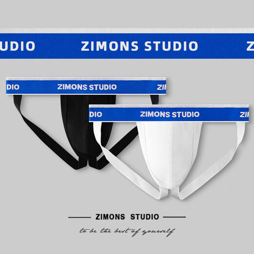 2 pairs of men's double thong thong underwear white sexy low waist black hip lift blue belt trendy white + black M M1 point 9-2 point 1 foot