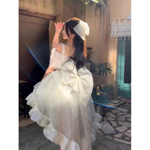 COMIC SOUL fugitive princess evening dress for women 2025 new style small student 18th birthday adult ceremony tutu skirt super fairy white bow full set XS dress is too small please consult customer service