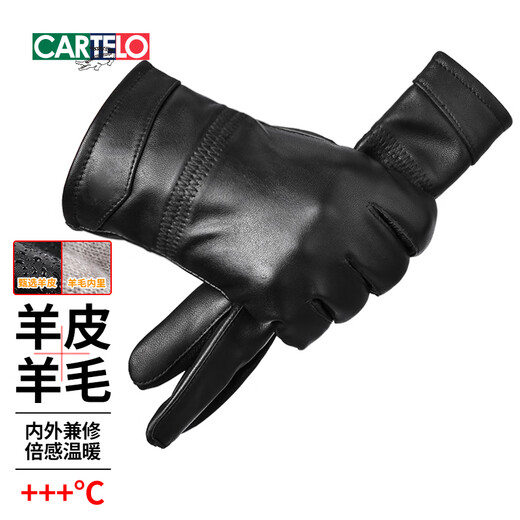Cardile crocodile leather gloves for men in autumn and winter thickened cold-proof and warm driving and riding skiing wool-lined sheepskin gloves for men