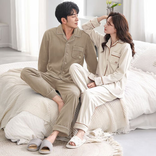 Victoria style pajamas wedding newlyweds couple set red island velvet autumn and winter men's and women's zodiac year couple's pajamas winter MZD male 2663 female 1663 M female + male L