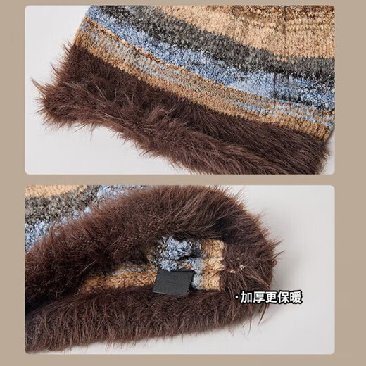 RICH YOUR HOME German quality woolen hat knitted pile hat cold hat autumn and winter women's retro plush thick hat winter windproof winter dark brown color one size (suitable for the head circumference)