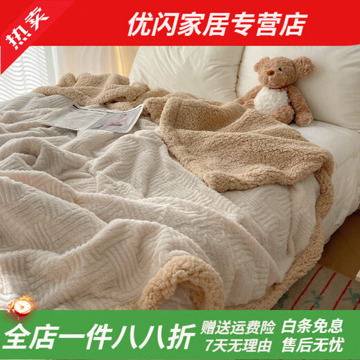 Pick up cat ins style rabbit plush blanket student dormitory milk velvet air conditioning nap small blanket office shawl caramel coffee jacquard rabbit plush soft and skin-friendly not 200x230cm scene sofa bed blanket