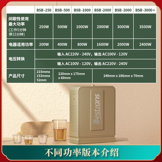 This transformer 220v to 110v100 power supply voltage converter US and Japan household rice cooker 2000W 3000W obsidian gray domestic US and Japan electrical appliances 220v