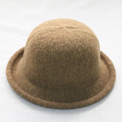 Age-reducing curled small ball top hat for women solid color wool basin hat fisherman hat dome versatile Korean version black adjustable