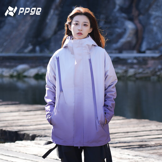 PPGE gradient color assault jacket autumn and winter windproof and water-repellent waterproof outdoor hiking clothes for men and women, casual warm jackets