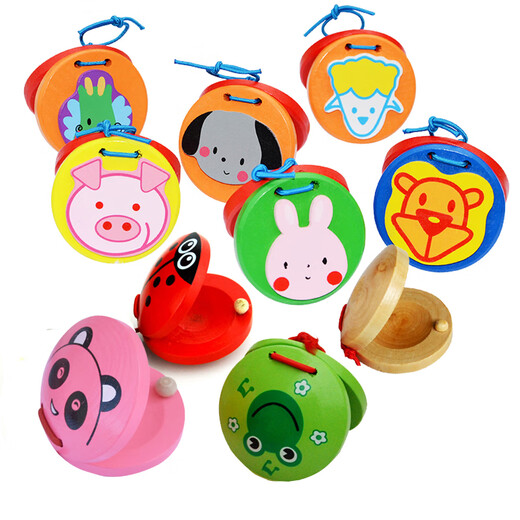 Kindergarten plastic wooden soundboard Orff music teaching aids children's percussion instrument round dance board small allegro wooden cartoon pattern soundboard (the pattern is randomly sent) one soundboard